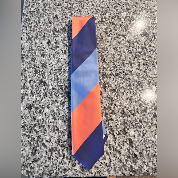 Peter Millar Tie Striped Regimental Blue Orange Italy 57.5" x 3.25" - Picture 1 of 2